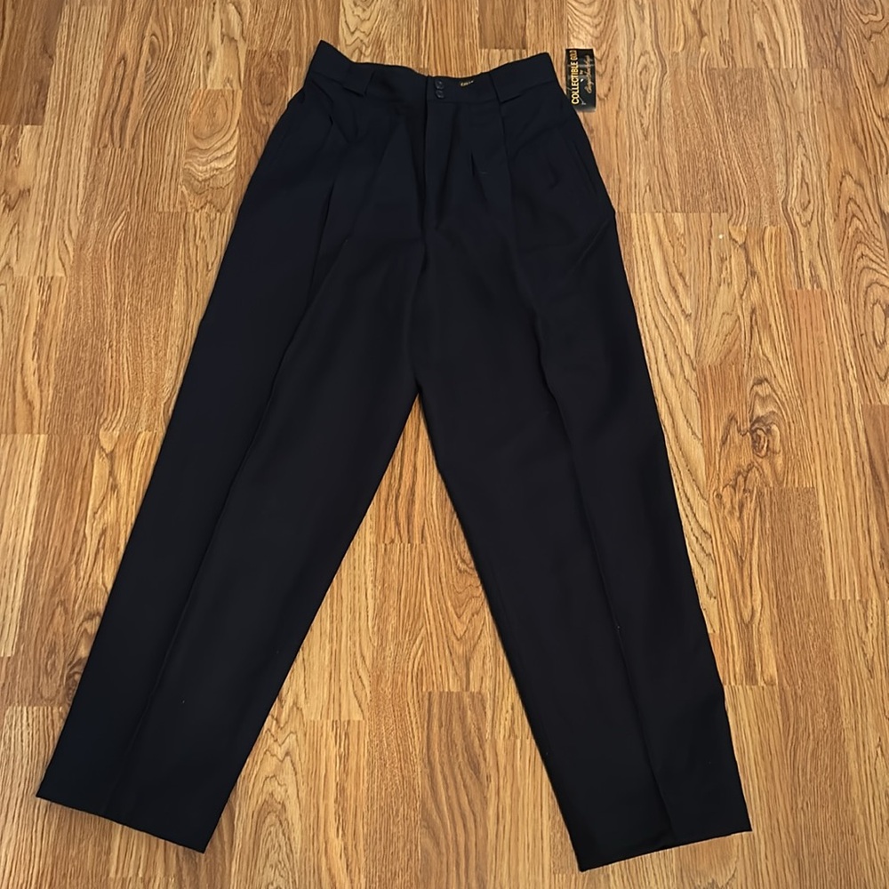 Classic Navy Dress Pleated Trousers